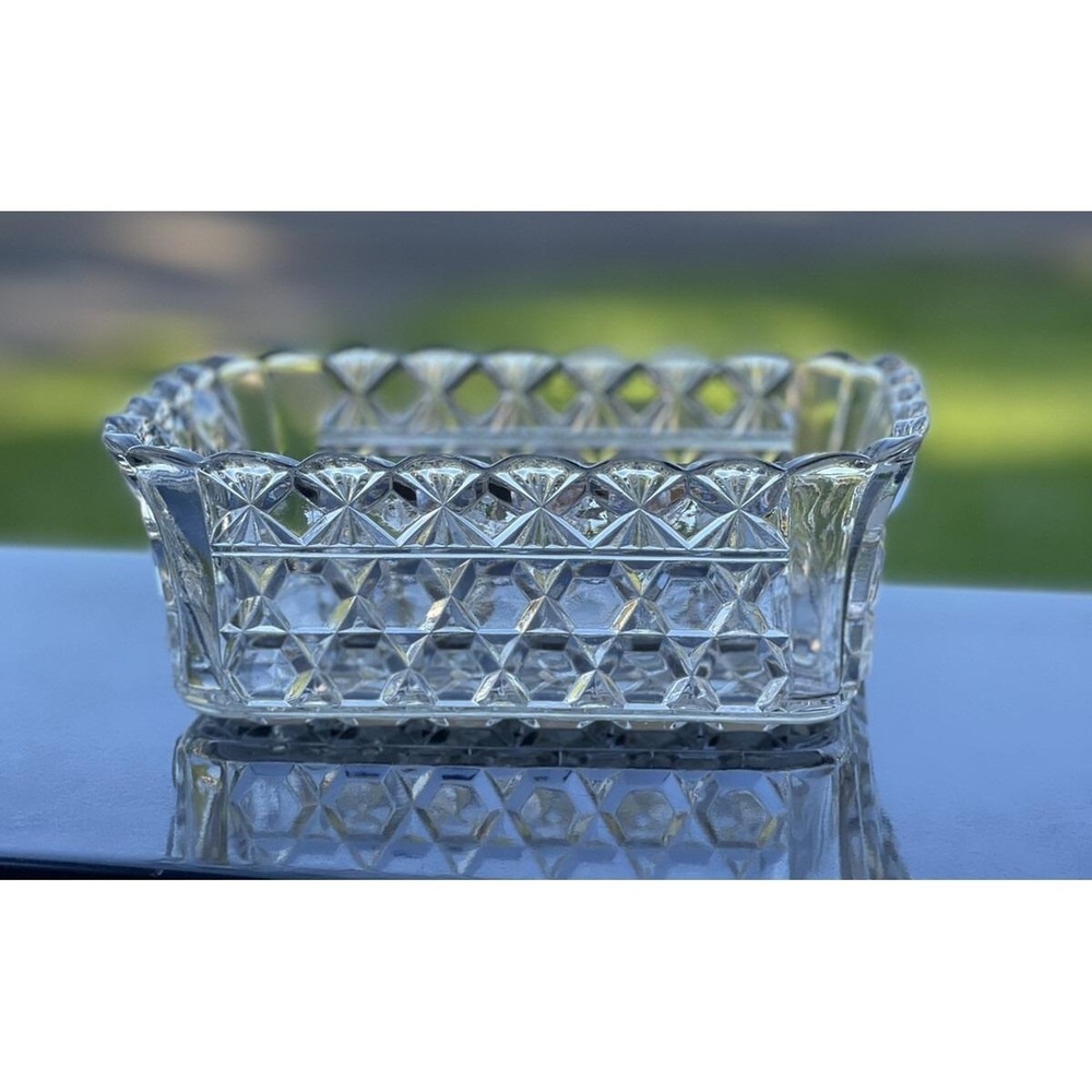 EAPG‎ Bevelled Buttons Bowl U S 1891 Fans Antique Early American Pressed Glass